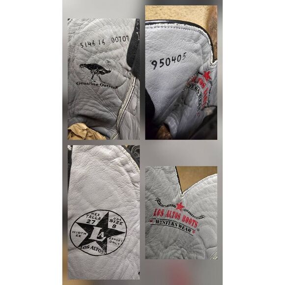 Los Altos Black Ostrich Leather Boots Mens Size 8 EE width Rodeo Western Cowboy - Picture 15 of 15